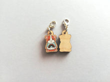 Load image into Gallery viewer, Little guinea pig stitch marker, cute mini piggy, rainbow jumper wooden clip charm, ethically sourced wood, eco friendly charm