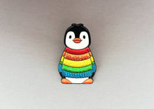 Load image into Gallery viewer, Seconds - Rainbow glitter penguin soft enamel pin, Boo the penguin