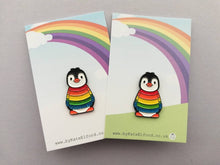 Load image into Gallery viewer, Seconds - Rainbow glitter penguin soft enamel pin, Boo the penguin