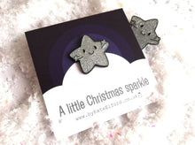 Load image into Gallery viewer, A little Christmas sparkle enamel pin, cute silver star, positive enamel brooch, friendship, supportive hug enamel badges