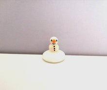 Load image into Gallery viewer, Miniature robin, pudding and snowman. Pottery and glass tiny ornament. Cute mini Christmas ornaments.