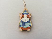 Load image into Gallery viewer, Guinea pig Christmas little decorations. Ethically sourced eco friendly. Choice of blue or red. Cute Christmas tree ornaments.