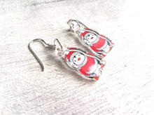 Load image into Gallery viewer, Christmas penguin earrings, red Santa hat and jumper