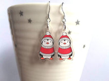 Load image into Gallery viewer, Recycled acrylic Christmas penguin earrings
