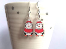 Load image into Gallery viewer, Recycled acrylic Christmas penguin earrings