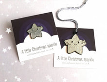 Load image into Gallery viewer, A little Christmas sparkle enamel pin, cute silver star, positive enamel brooch, friendship, supportive hug enamel badges