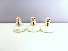 Load image into Gallery viewer, Miniature robin, pudding and snowman. Pottery and glass tiny ornament. Cute mini Christmas ornaments.
