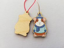 Load image into Gallery viewer, Guinea pig Christmas little decorations. Ethically sourced eco friendly. Choice of blue or red. Cute Christmas tree ornaments.