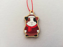Load image into Gallery viewer, Guinea pig Christmas little decorations. Ethically sourced eco friendly. Choice of blue or red. Cute Christmas tree ornaments.