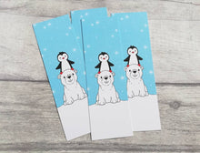 Load image into Gallery viewer, Penguin and polar bear bookmark, penguin page marker, polar bear bookmark, stars, gift, book lover, book worm