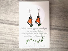 Load image into Gallery viewer, When a robin appears earrings, robin earrings, enamel bird earrings, sterling silver ear wire, birds, memory, Christmas earrings