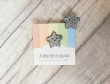 Load image into Gallery viewer, Seconds - A little bit of sparkle enamel pin, silver glitter enamel badge, supportive gift