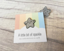 Load image into Gallery viewer, A little bit of sparkle enamel pin, cute silver glitter star, positive enamel brooch, friendship, sparkle enamel badges, supportive gift
