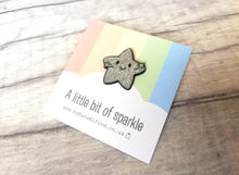 Load image into Gallery viewer, A little bit of sparkle enamel pin, cute silver glitter star, positive enamel brooch, friendship, sparkle enamel badges, supportive gift