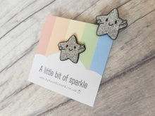 Load image into Gallery viewer, A little bit of sparkle enamel pin, cute silver glitter star, positive enamel brooch, friendship, sparkle enamel badges, supportive gift
