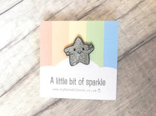 Load image into Gallery viewer, A little bit of sparkle enamel pin, cute silver glitter star, positive enamel brooch, friendship, sparkle enamel badges, supportive gift