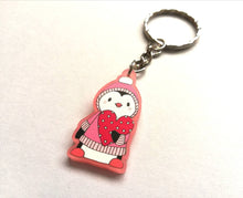 Load image into Gallery viewer, Pink penguin keyring, acrylic, cute love key fob, heart key chain, blush pink