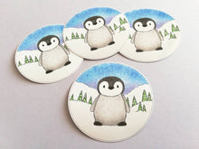 Load image into Gallery viewer, Penguin chick in the snow vinyl sticker, cute penguin decal