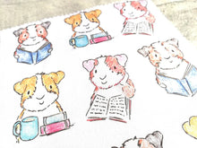 Load image into Gallery viewer, Guinea pig glasses, screen cleaner, cavy lens cloth, cute screen wipe, reading guinea pigs fabric screen wipe
