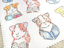 Load image into Gallery viewer, Guinea pig glasses, screen cleaner, cavy lens cloth, cute screen wipe, reading guinea pigs fabric screen wipe