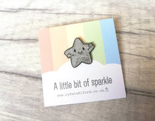 Load image into Gallery viewer, A little bit of sparkle enamel pin, cute silver glitter star, positive enamel brooch, friendship, sparkle enamel badges, supportive gift