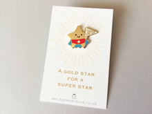 Load image into Gallery viewer, SECONDS. Super star enamel pin, cute gold star, positive enamel brooch, friendship, supportive enamel badges