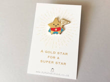 Load image into Gallery viewer, Super star enamel pin, cute gold star, positive enamel brooch, friendship, supportive enamel badges