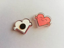 Load image into Gallery viewer, A love and hug mini magnet, cute positive heart, tiny fridge magnet, friendship, postable hug and love, supportive, care, recycled acrylic
