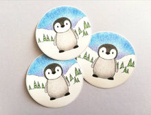 Load image into Gallery viewer, Penguin chick in the snow vinyl sticker, cute penguin decal