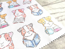 Load image into Gallery viewer, Guinea pig glasses, screen cleaner, cavy lens cloth, cute screen wipe, reading guinea pigs fabric screen wipe