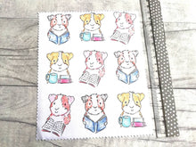 Load image into Gallery viewer, Guinea pig glasses, screen cleaner, cavy lens cloth, cute screen wipe, reading guinea pigs fabric screen wipe