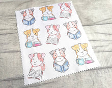 Load image into Gallery viewer, Guinea pig glasses, screen cleaner, cavy lens cloth, cute screen wipe, reading guinea pigs fabric screen wipe