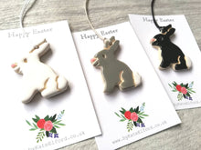 Load image into Gallery viewer, White, grey and black little pottery Easter bunny rabbits