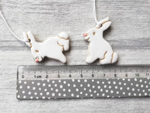 Load image into Gallery viewer, White, grey and black little pottery Easter bunny rabbits