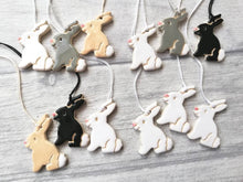 Load image into Gallery viewer, White, grey and black little pottery Easter bunny rabbits