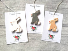 Load image into Gallery viewer, Pottery rabbit decorations, ceramic Easter tree ornaments, Easter bunny