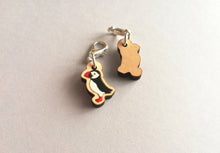 Load image into Gallery viewer, Puffin stitch marker, mini bird wooden charm, ethically sourced wood, little puffin crochet stitch marker