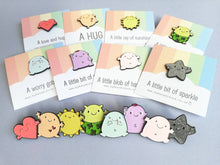 Load image into Gallery viewer, A love and hug mini magnet, cute positive heart, tiny fridge magnet, friendship, postable hug and love, supportive, care, recycled acrylic