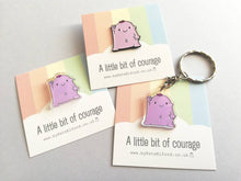 Load image into Gallery viewer, A little bit of courage mini magnet, cute positive fridge magnet, friendship, postable strength and love, supportive, recycled acrylic