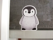 Load image into Gallery viewer, Penguin static window cling, little reusable windows and mirror decor, small cute penguin chick. Not a sticker