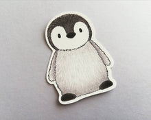 Load image into Gallery viewer, Penguin static window cling, little reusable windows and mirror decor, small cute penguin chick. Not a sticker