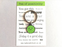 Load image into Gallery viewer, Pea of positivity little enamel keyring, positive happy cute green pea, enamel gift, friendship, supportive
