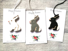 Load image into Gallery viewer, White, grey and black little pottery Easter bunny rabbits