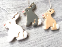 Load image into Gallery viewer, Pottery rabbit decorations, ceramic Easter tree ornaments, Easter bunny