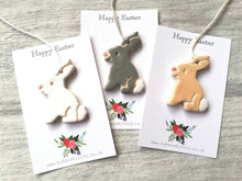 Load image into Gallery viewer, Pottery rabbit decorations, ceramic Easter tree ornaments, Easter bunny