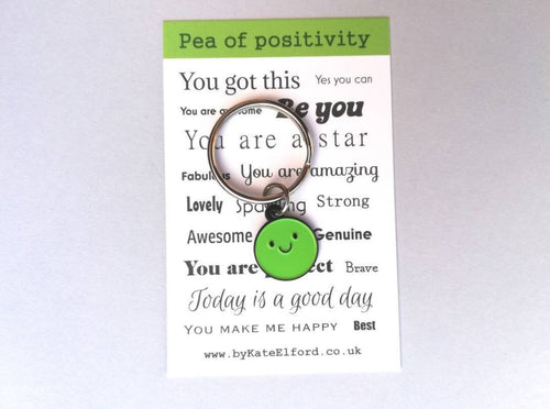 Pea of positivity little enamel keyring, positive happy cute green pea, enamel gift, friendship, supportive