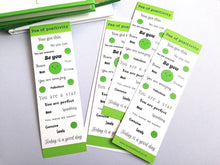 Load image into Gallery viewer, Pea of positivity bookmark, happy page marker, positive bookmark gift, positive book lover, friendship, supportive, positive gift, cheer up
