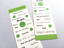 Load image into Gallery viewer, Pea of positivity bookmark, happy page marker, positive bookmark gift, positive book lover, friendship, supportive, positive gift, cheer up
