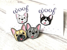 Load image into Gallery viewer, Seconds - French bulldog enamel pins, black enamel badge