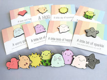 Load image into Gallery viewer, A hug badge, cute happy hug, positive, friendship, supportive button badges, support gift
